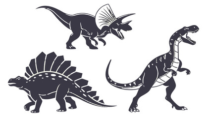 Prehistoric Dinosaur Silhouettes Vector Set for Kids and Design © Muhamad