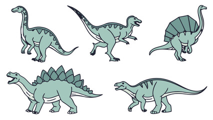 Cute Cartoon Dinosaurs Vector Set for Kids Education © Muhamad