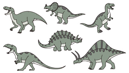 Cute Cartoon Dinosaurs Vector Set © Muhamad