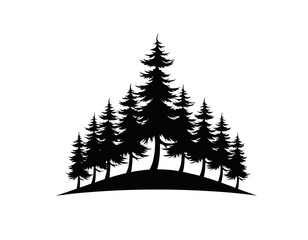 Fototapeta premium Pine Tree Forest Silhouette – Nature Landscape Illustration