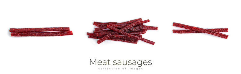 Meat sausages isolated on a white background. High quality photo