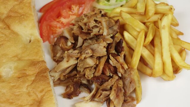 Assiette kebab et pain gros plan