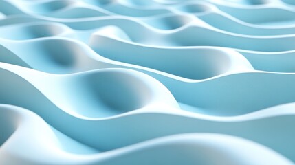 Obraz premium Abstract, flowing, light blue 3D rendering with soft curves and undulating forms
