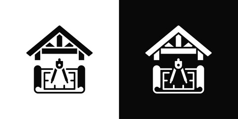 Roof Framing Icon In Black And White Style