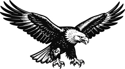 Fototapeta premium Majestic eagle with outstretched wings swooping down fierce and powerful bird of prey