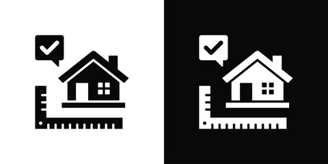 Roof Measurement Icon In Black And White Style © Mia