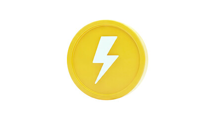 Yellow Coin with White Lightning Bolt Icon