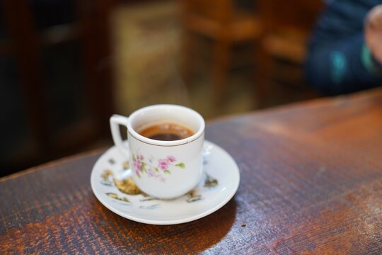 cup of cyprus coffee on a wooden table