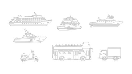 Transport Collection: An illustration displaying a diverse collection of transport vehicles, perfect for travel or logistics themes. © abidakhatun