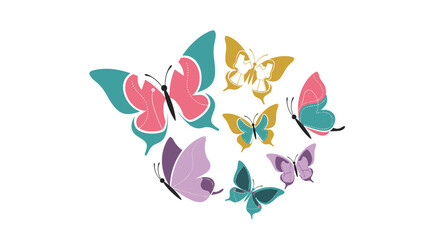 Naklejka premium Colorful Butterflies Art Collection Featuring Various Shapes and Sizes