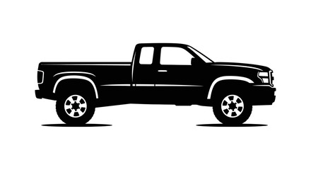 Obraz premium Black Pickup Truck Side View Illustration.
