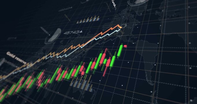 Gold and silver reserve charts and graphs diagram seamless and loopable concept