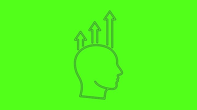 Success Growth and Positive Mindset Line Art Icon Animation on Green Screen