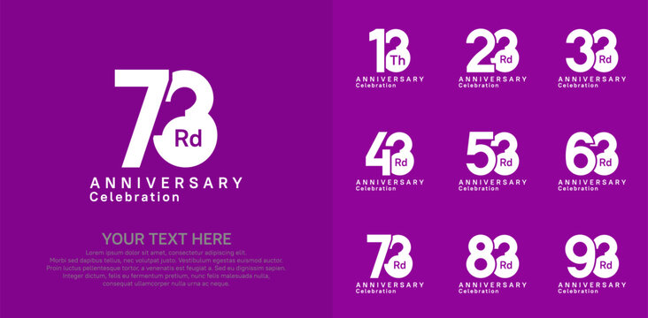 Anniversary logo set vector design, white color for celebration event