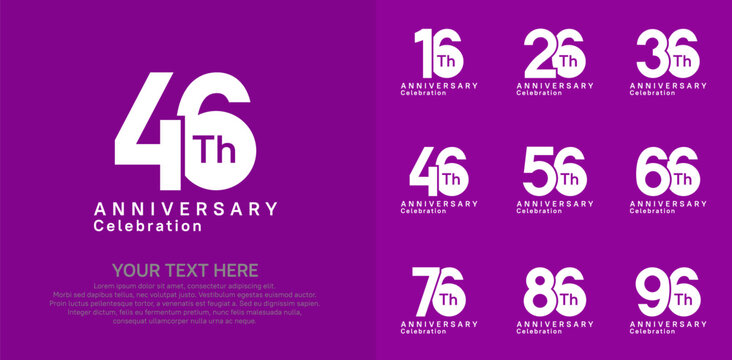 Anniversary logo set vector design, white color for celebration event