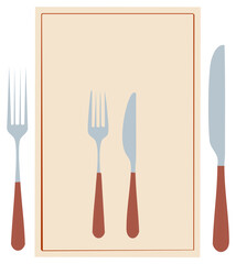 Elegant Place Setting Illustration with Forks and Knives and Menu Placeholder