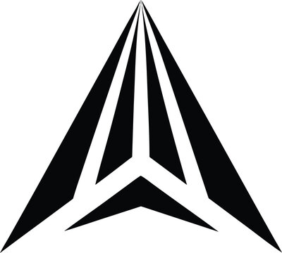 bstract Geometric Arrowhead Logo  Black and White Minimalist Stealth Aircraft Symbol Vector