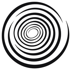 Obraz premium Concentric spiral pattern in black and white, vortex shape, optical illusion, dynamic design