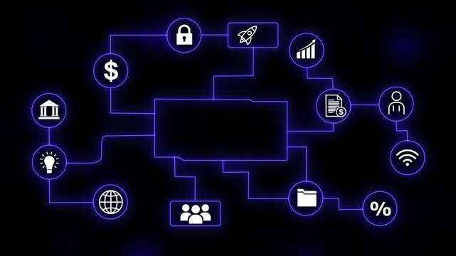 protocol diagram with interconnected icons Hypertext Transfer Protocol on a black background 4k animation video