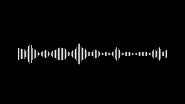 Audio wave visualization on black background, audio waveform spectrum animation on transparent background. Animated Sound Wave voice record 4k loop,  