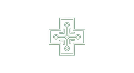 Obraz premium Digital Cross Symbol Technology Medical Innovation Concept.