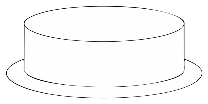 Minimalist black line art drawing of a classic elegant top hat or simple celebration cake
