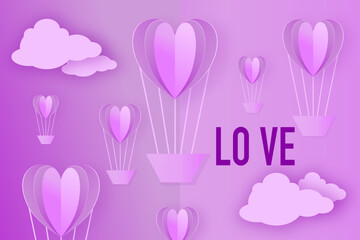 Decorative Seamless Purple Hearts paper cut pattern.