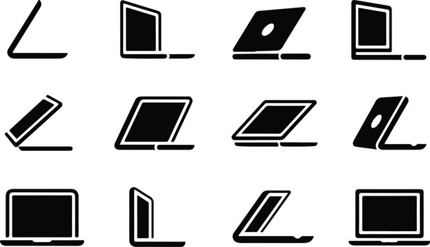 Set of 12 laptop icons vector