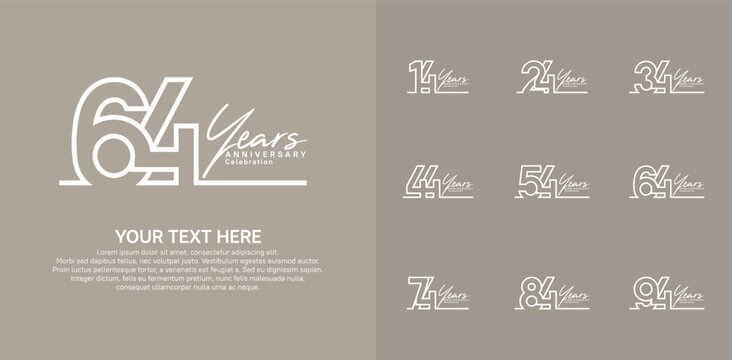Anniversary logo set vector design, white color for celebration event