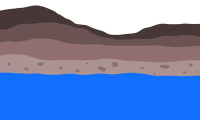 Flat layered soil and groundwater. Underground cross section