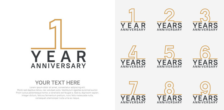 Anniversary logo set vector design, brown color for celebration event
