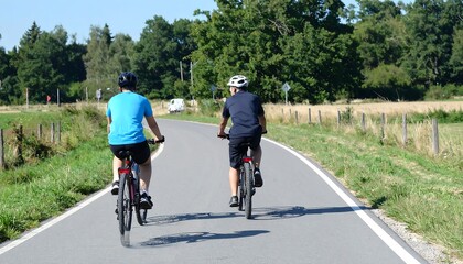 Obraz premium Bicycle Ride with Two People on a Country Road