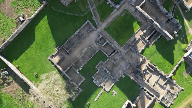 Tintern Abbey Monastery, Monmouthshire, Wales &ndash; 4K Top‑Down Aerial View