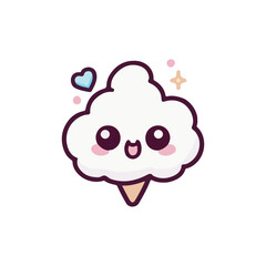 Obraz premium Kawaii Cotton Candy Icon Set Cute Pastel