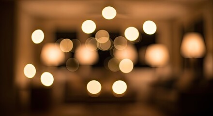 Fototapeta premium Blurry Lights in Dark Room Interior.