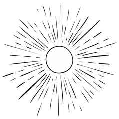 Obraz premium Hand Drawn Sunburst Rays and Circle Graphic Illustration