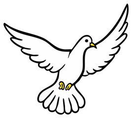 Obraz premium Stylized white dove with outstretched wings in flight symbolizing peace and hope