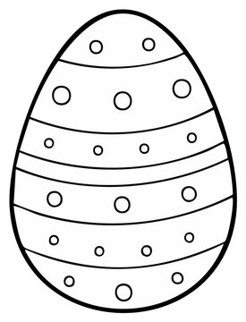 Easter Egg Illustration with Stripes and Dots for Coloring Book or Activity Page Template
