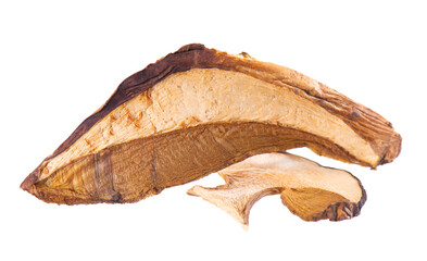 Dried porcini mushrooms isolated on white background. Clipping path.