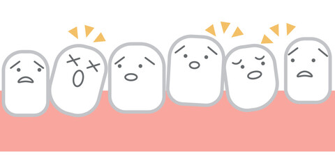歯並びが悪い歯のキャラクターのイラスト素材