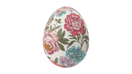 Fototapeta premium Decorative Easter egg with floral pattern decorative egg isolated on a transparent background