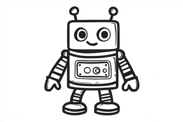 Fototapeta premium Cute and Playful Cartoon Robot Character with Antennae, Friendly Expression, and Rounded Features