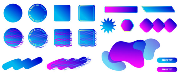 ビビットカラーのグラデーションあしらい素材セット　ハイテクな見出し・マーク