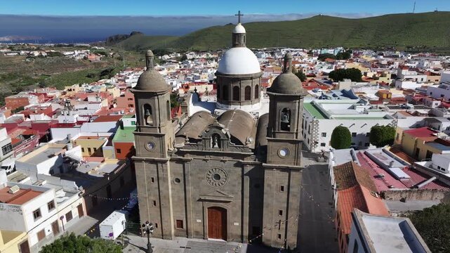 Aerial view of Parroquia San Sebastian de Aguimes, Aguimes, Gran Canaria, Canary Islands, Spain
