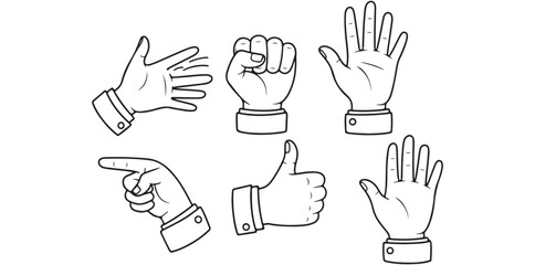 Fototapeta premium A set of hands in various gestures on a white background