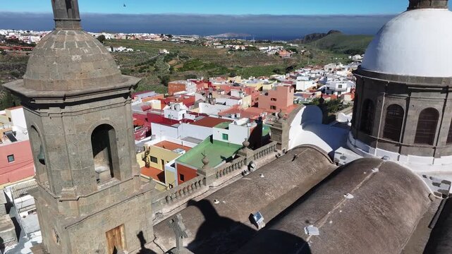 Aerial view of Parroquia San Sebastian de Aguimes, Aguimes, Gran Canaria, Canary Islands, Spain