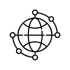 Global network connection icon for internet technology and worldwide communication concept design vector