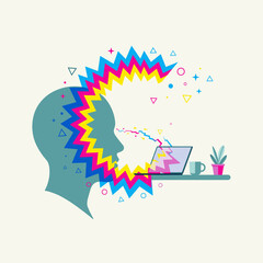 Flat Vector Illustration of a Migraine Aura Experience