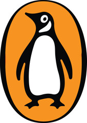 Iconic penguin books publishing brand logo on an orange background © muhammad