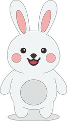 Obraz premium Cute kawaii white rabbit character with pink cheeks and happy face